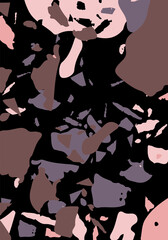 Naklejka na ściany i meble Terrazzo modern abstract template. Black and pink