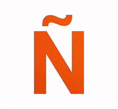 Uppercase letter Ñ on eva rubber background