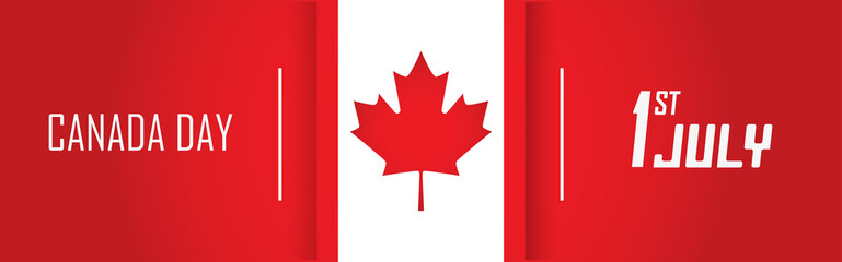 Canada day banner for independence of Canada. Premium design with Canadian Flag color theme and maple sign. Vector Illustration for National Day.