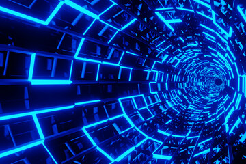 Abstract neon light background, growing neon technology, 3d rendering