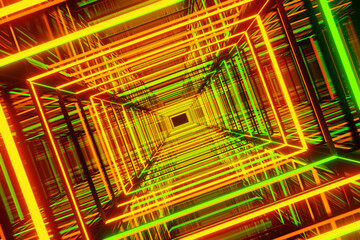 Obraz premium Abstract neon light background, growing neon technology, 3d rendering