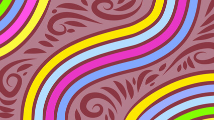 desain Latar belakang abstrak dengan pusaran kurva gelombang ornamen arab garis lengkung dan gumpalan dalam warna pastel