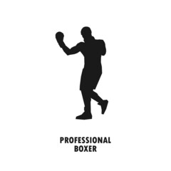Fototapeta na wymiar Male professional boxer simple black vector silhouette illustration.