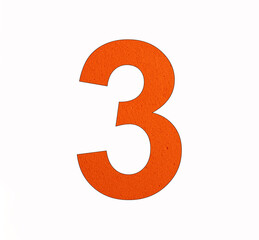 Number 3 - Three digit on foamy rubber background