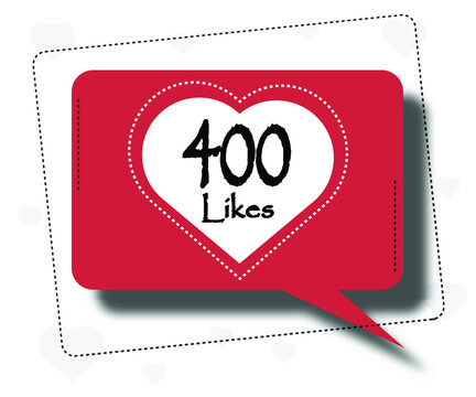 400 likes thank you card. Template for social media. Vector illustration red and white