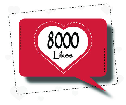 8000 likes thank you card. Template for social media. Vector illustration red and white