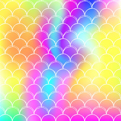 Holographic mermaid background with gradient scales.