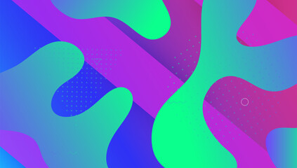 Geometric Poster. Gradient Cover. Plastic Frame. 3d Landing Page. Blue Vibrant Layout. Rainbow Texture. Creative Composition. Wavy Fluid Banner. Magenta Geometric Poster