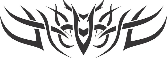 A beautiful illustration with tribal tatoo. Black color on a white background.