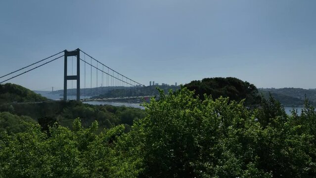 Fatih Sultan Mehmet Bridge Drone Video, April 2022 Beykoz, Istanbul Turkey