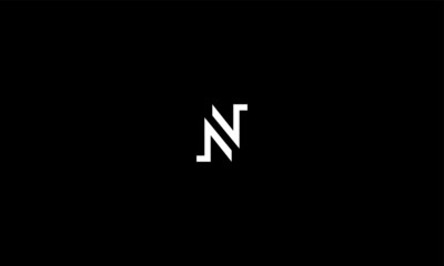 N alphabet letter logo icon in black and white.