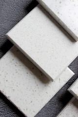 Luxury marble natural stone slabs for kitchen countertops and floor tiles. Samples of stone for...