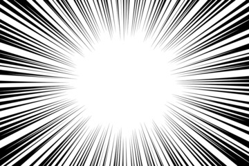 Radial motion speed lines for Manga comics or explosion drawing vector background. - obrazy, fototapety, plakaty