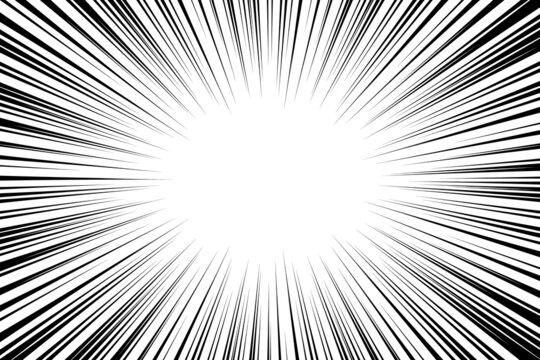 Radial motion speed lines for Manga comics or explosion drawing vector background.
