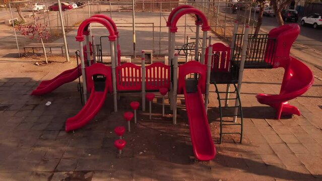 children's game in the park on a sunset day