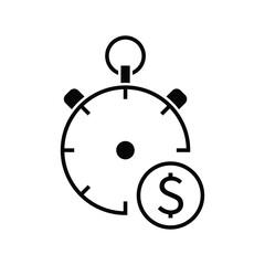 Stopwatch with dollar sign icon. isolated on white background