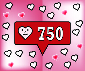 750 likes. Banner for social networks and thanks to followers with hearts