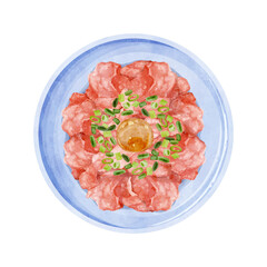 ネギトロの手描き水彩風イラスト