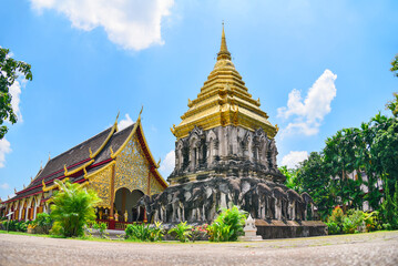 Fototapeta na wymiar The earliest dated temple in Chiang Mai, Thailand is Wat Chiang Man.