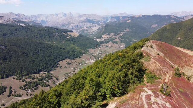 Panorama Landscape and Lepushe Valley in Prokletije National Park, Montenegro - Aerial