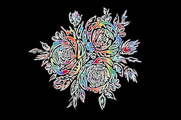 Beautiful gradient colourful rose flowers design  illustration for wallpaper background ads clothing or logo