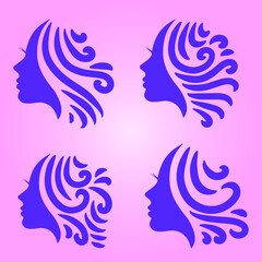 beauty hair salon and spa logo with portrait illustration of a beautiful woman
