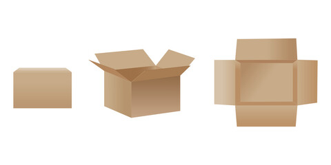 Open box in 3d style on white background. Recycling illustration set. Vector illustration. stock image.