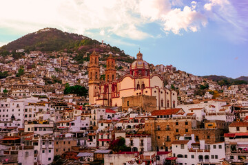 Colonial building in Taxco, Guerrero. Colonial Church in Latin America.