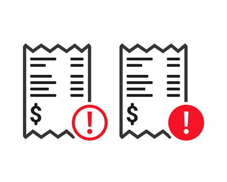 Invoice Payment Warning Error Sign. Vector Illustration