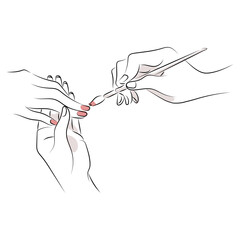 ネイルを塗る女性の手