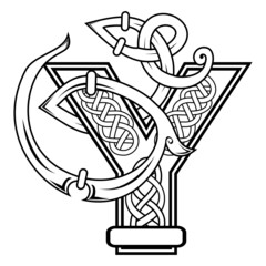 decorative celtic letter Y illustration in vector format