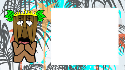funny tiki mask character cartoon expression background illustration in vector format