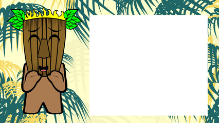 funny tiki mask character cartoon expression background illustration in vector format