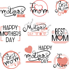 Happy mothers day stickers pack collection in vector format