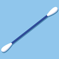 cotton swab on blue flat background 