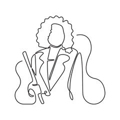 Business Woman Holding Folder Concept Continuous Line Drawing Illustration