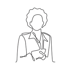 Business Woman Office Work Employee Concept Continuous Line Drawing Illustration