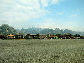 The landscape with old US Runway (which was used by Air America during the Vietnam War) in Vang...