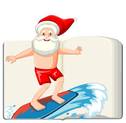 Summer Christmas with Santa Claus on surfboard