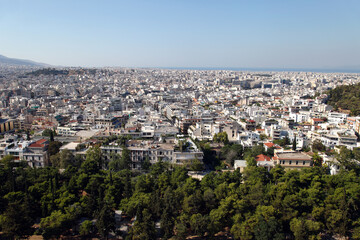 Fototapeta na wymiar Athens City view from Acropolis in Greece. Athens is one of the world's oldest cities.