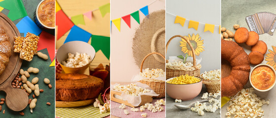 Collage of traditional tasty food for Festa Junina (June Festival) - obrazy, fototapety, plakaty
