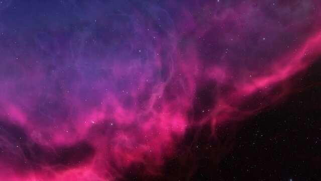 Flying Through The Stars And Blue Nebula In Space. Looped Video. Space Background.