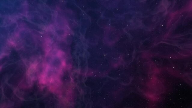 Flying Through The Stars And Blue Nebula In Space. Looped Video. Space Background.