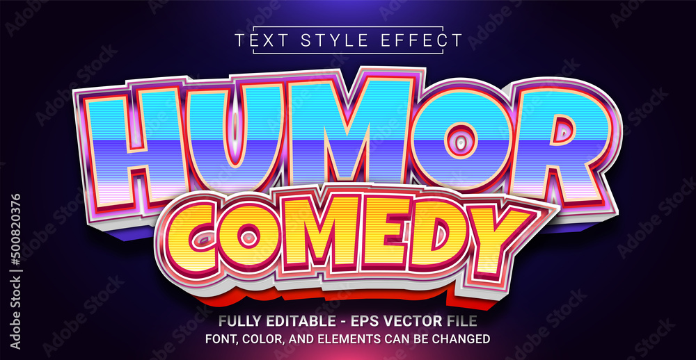 Wall mural humor comedy text style effect. editable graphic text template.