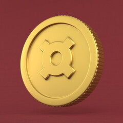 Currency Sign Symbol on Gold Coin 3d Render Illustration Concept