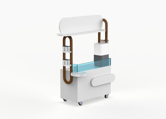 food Trolley Cart on a white background. 3d Rendering