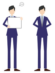 ホワイトボードをもってプレゼンテーションをする会社員