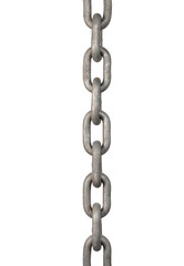 Real steel rusty iron chain isolated on white background.