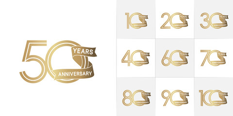 set of anniversary premium collection golden color can be use for celebration event