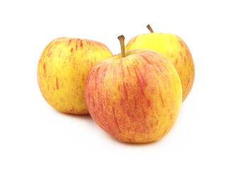Ripe yellow-red apples isolated on white background	